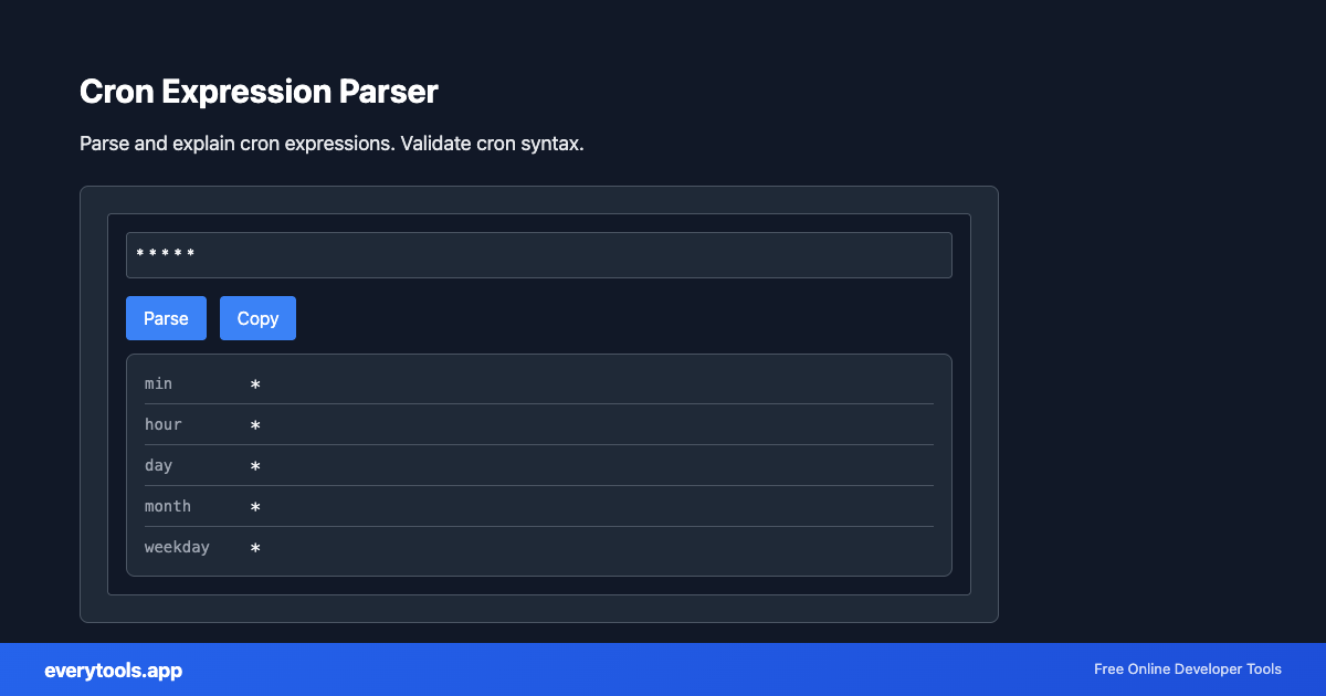 Cron Expression Parser – Free Online Tool Screenshot