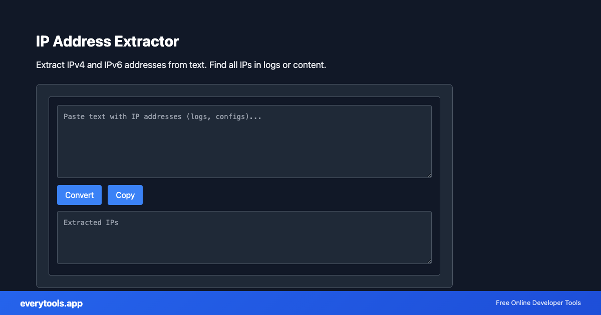 IP Address Extractor – Free Online Tool Screenshot