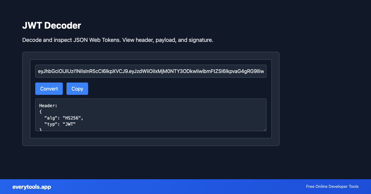 JWT Decoder – Free Online Tool Screenshot