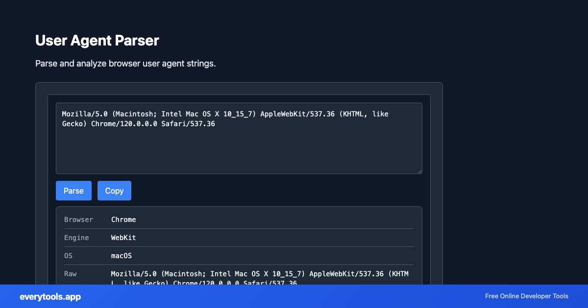 User Agent Parser – Free Online Tool Screenshot