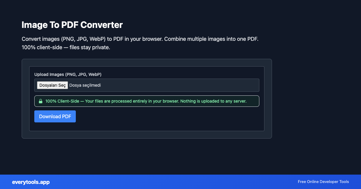 Image To PDF Converter – Free Online Tool Screenshot