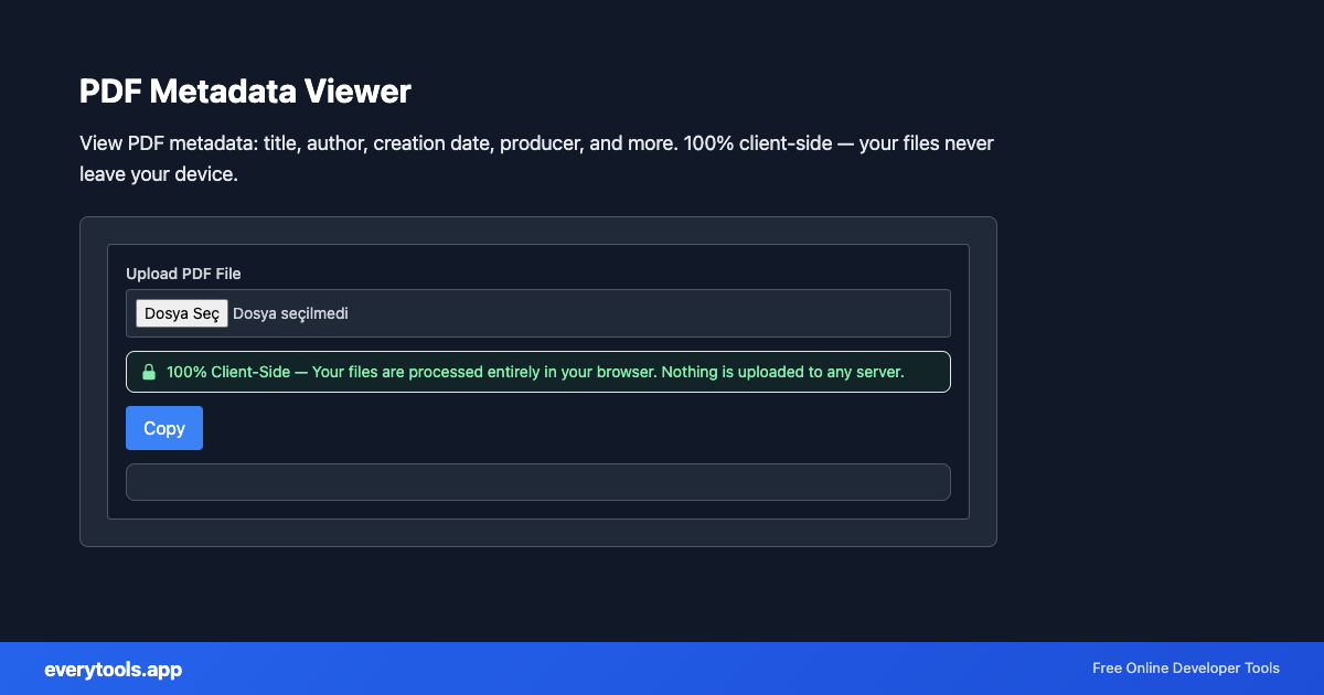 PDF Metadata Viewer – Free Online Tool Screenshot