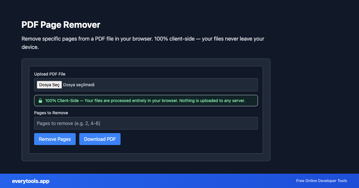 PDF Page Remover – Free Online Tool Screenshot