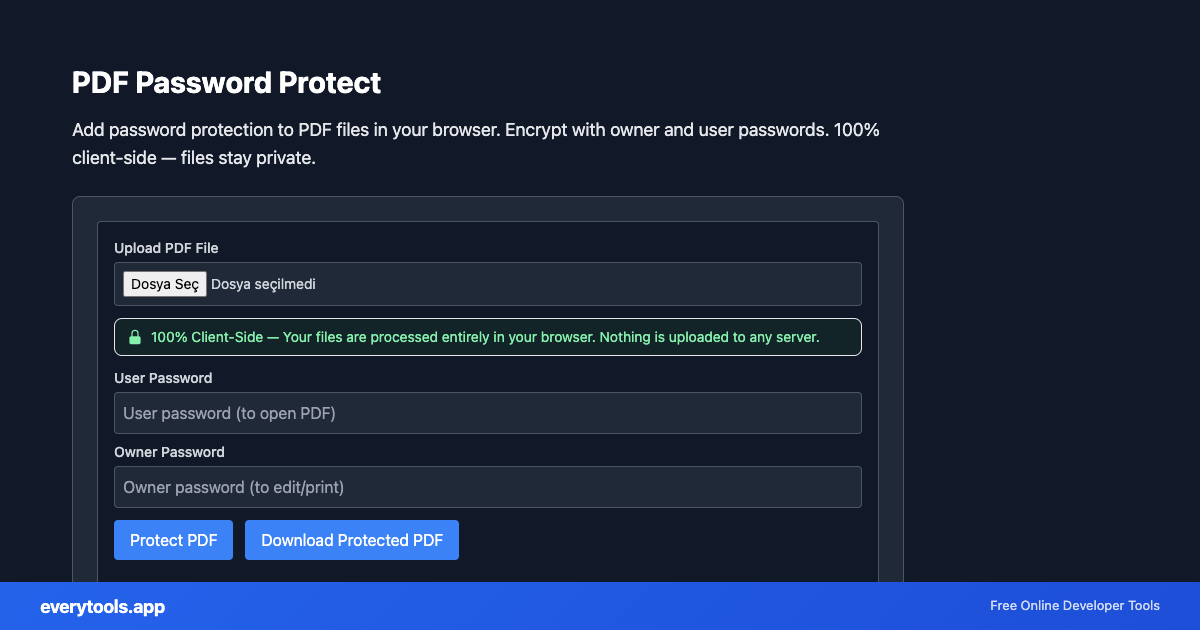 PDF Password Protect – Free Online Tool Screenshot