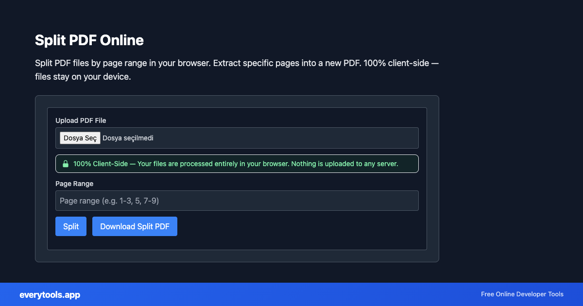 PDF Split – Free Online Tool Screenshot