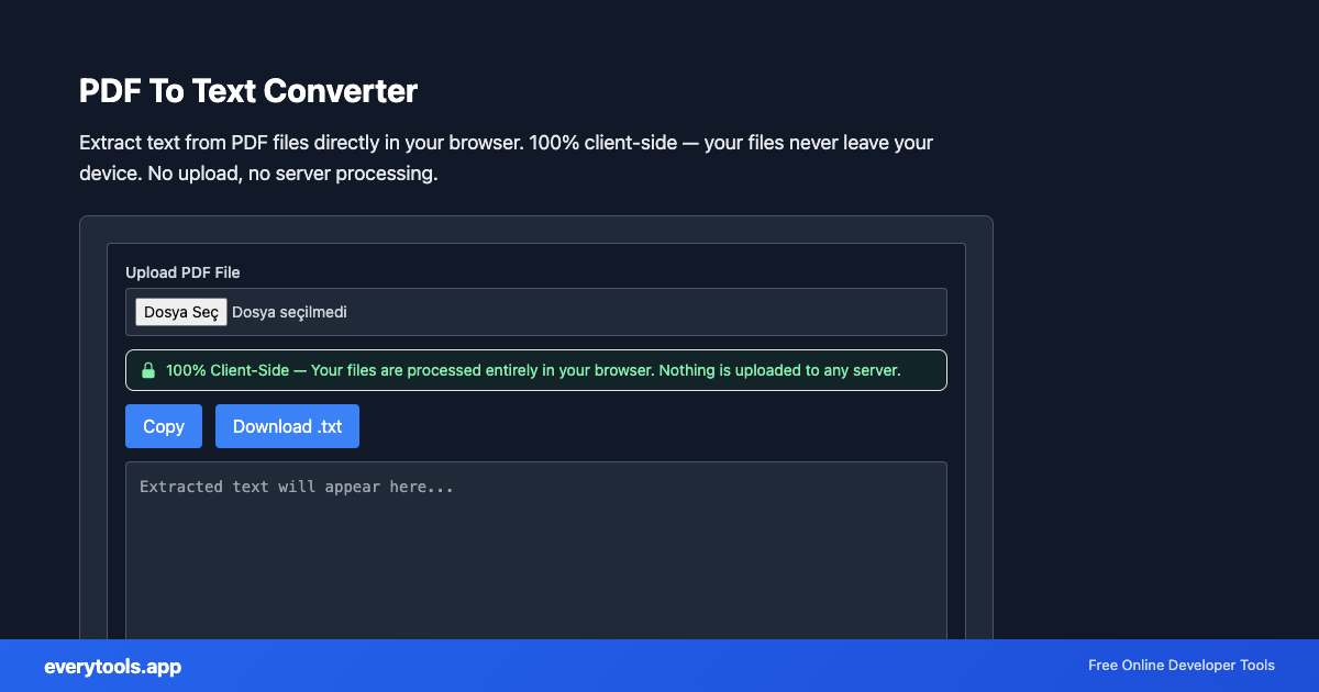 PDF To Text Converter – Free Online Tool Screenshot