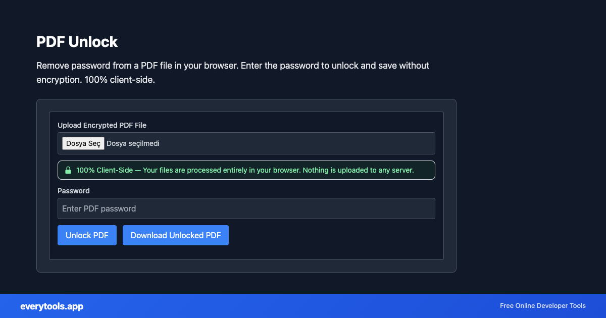 PDF Unlock – Free Online Tool Screenshot