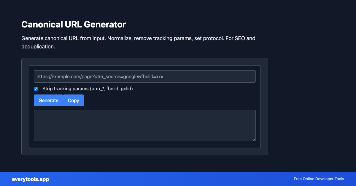 Canonical URL Generator – Free Online Tool Screenshot