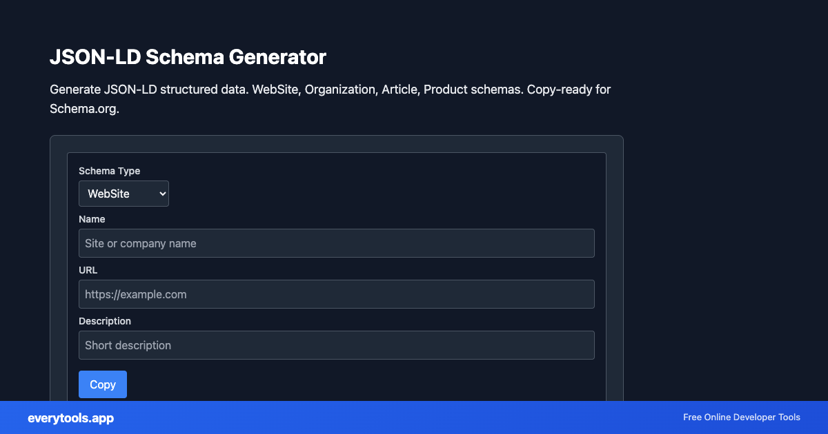 JSON-LD Schema Generator – Free Online Tool Screenshot