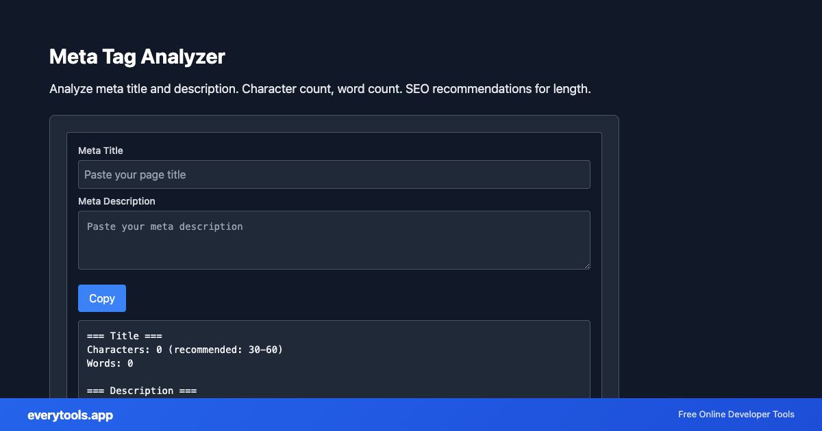 Meta Tag Analyzer – Free Online Tool Screenshot