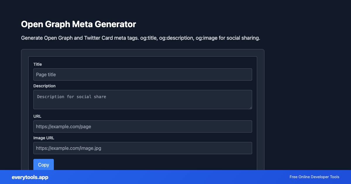 Open Graph Meta Generator – Free Online Tool Screenshot