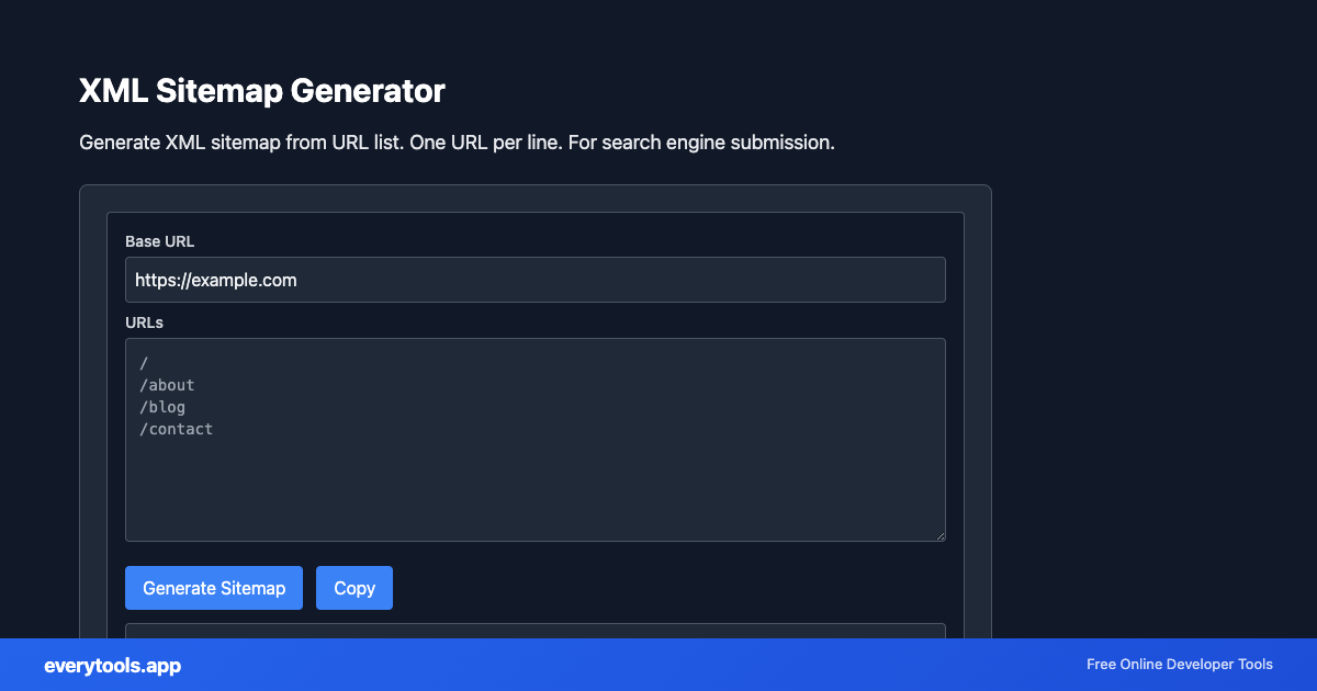 XML Sitemap Generator – Free Online Tool Screenshot