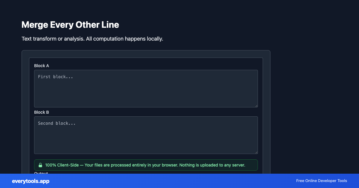 Merge Every Other Line – Free Online Tool Screenshot