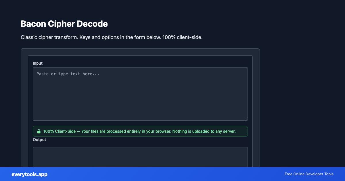 Bacon Cipher Decode – Free Online Tool Screenshot