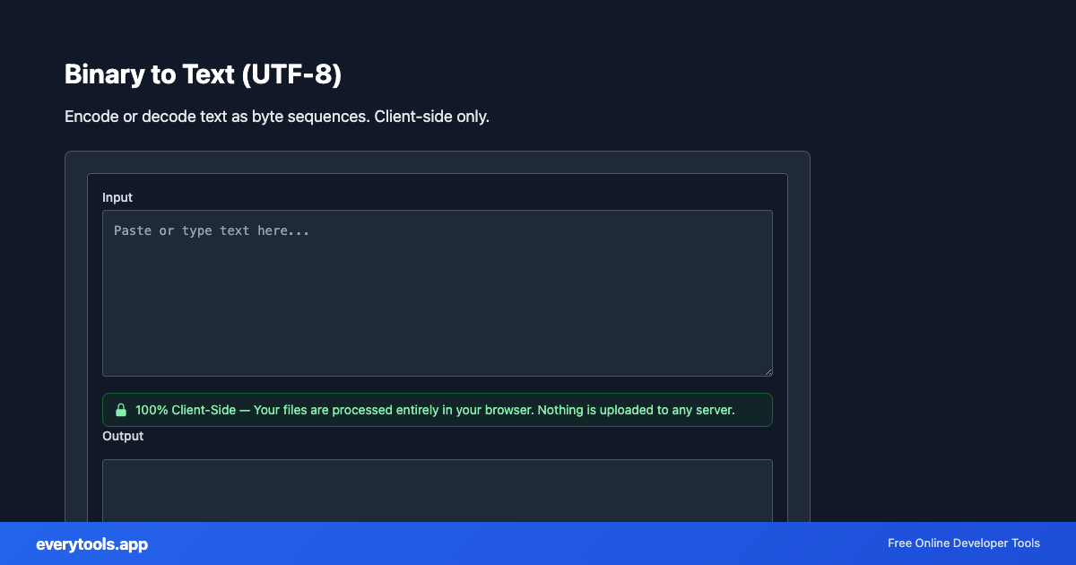 Binary to Text (UTF-8) – Free Online Tool Screenshot