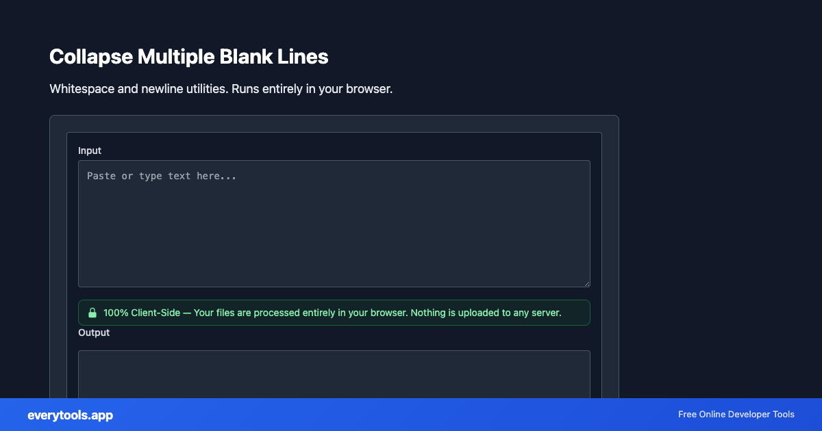 Collapse Multiple Blank Lines – Free Online Tool Screenshot
