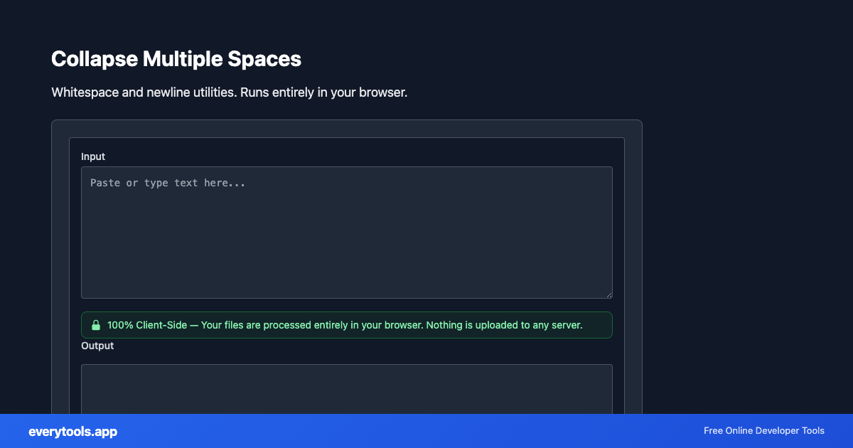 Collapse Multiple Spaces – Free Online Tool Screenshot