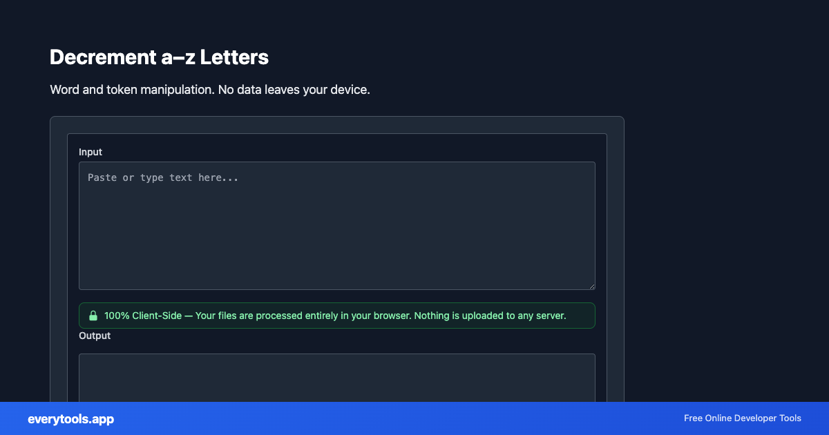 Decrement a–z Letters – Free Online Tool Screenshot