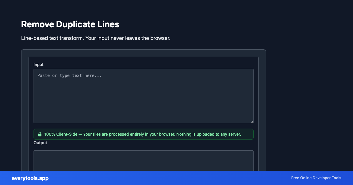 Remove Duplicate Lines – Free Online Tool Screenshot