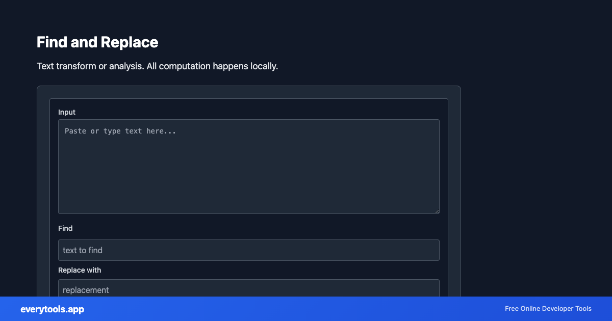 Find and Replace – Free Online Tool Screenshot