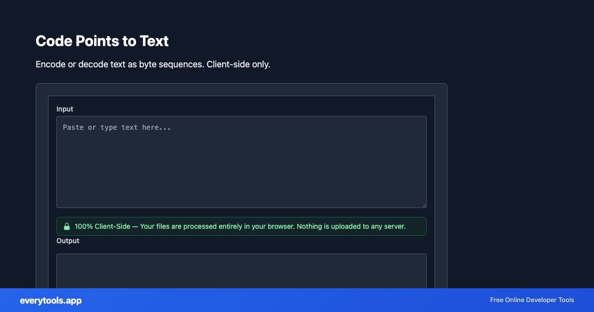 Code Points to Text – Free Online Tool Screenshot