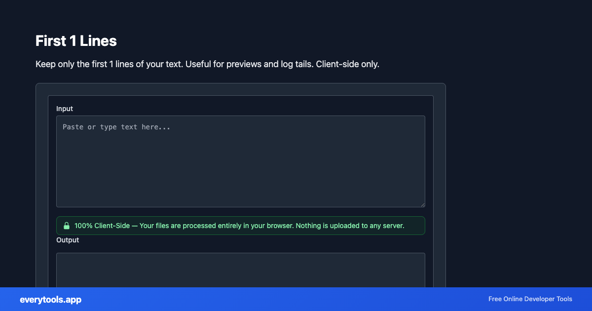 First 1 Lines – Free Online Tool Screenshot
