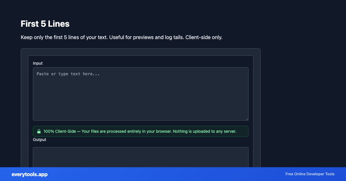 First 5 Lines – Free Online Tool Screenshot