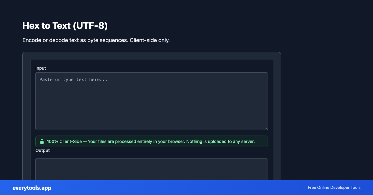 Hex to Text (UTF-8) – Free Online Tool Screenshot