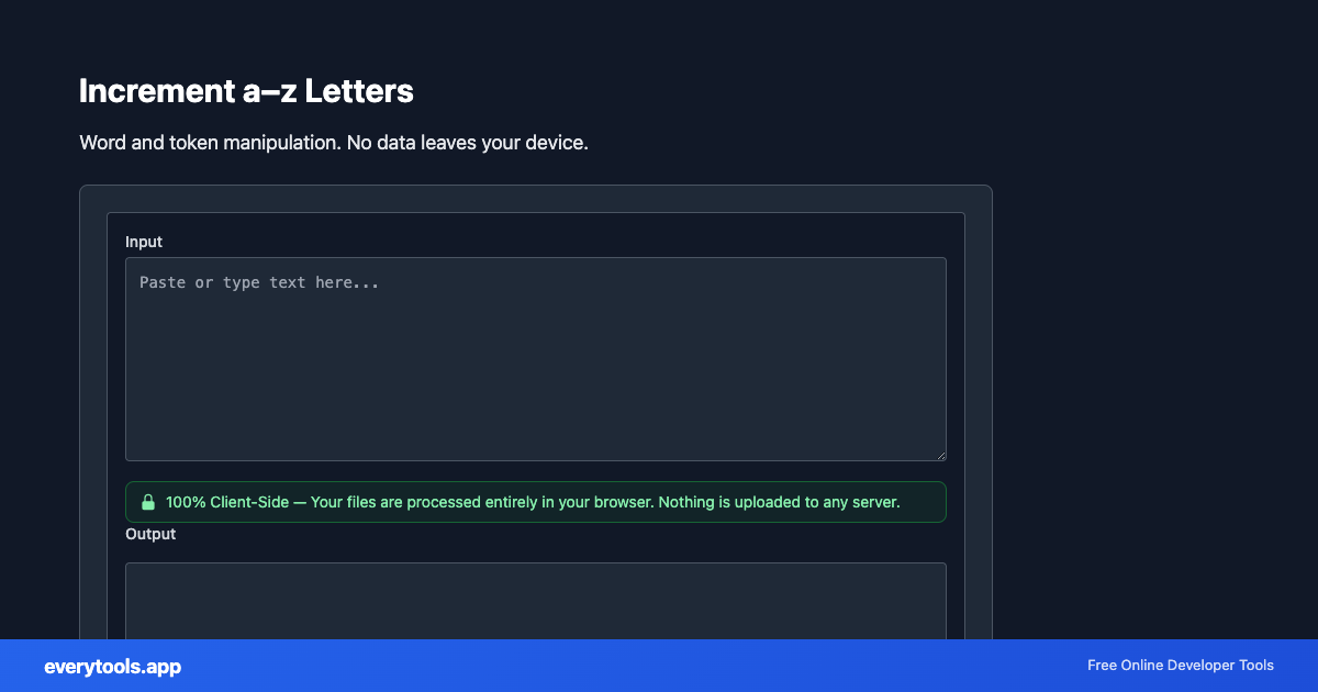 Increment a–z Letters – Free Online Tool Screenshot