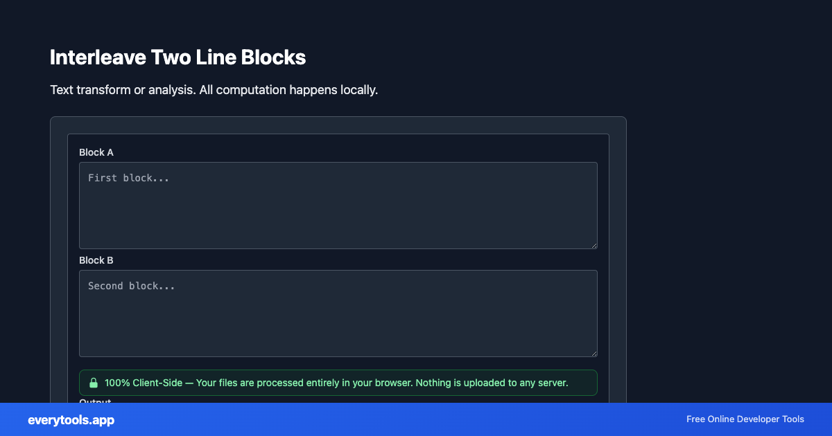 Interleave Two Line Blocks – Free Online Tool Screenshot