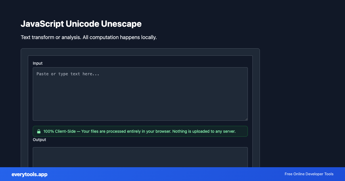 JavaScript Unicode Unescape – Free Online Tool Screenshot