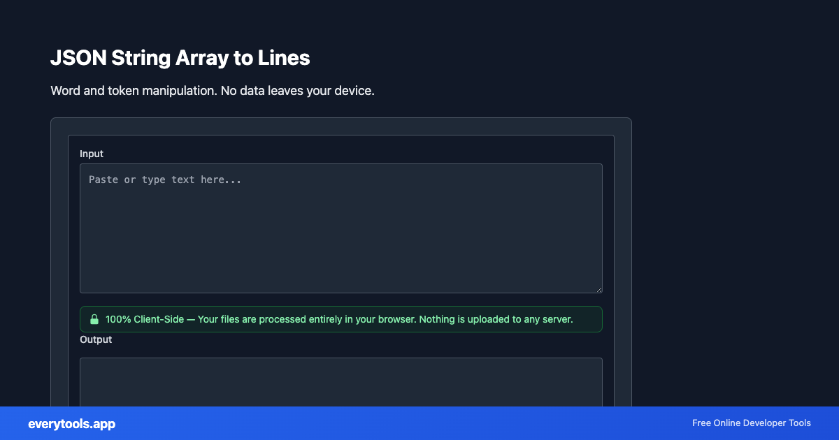 JSON String Array to Lines – Free Online Tool Screenshot