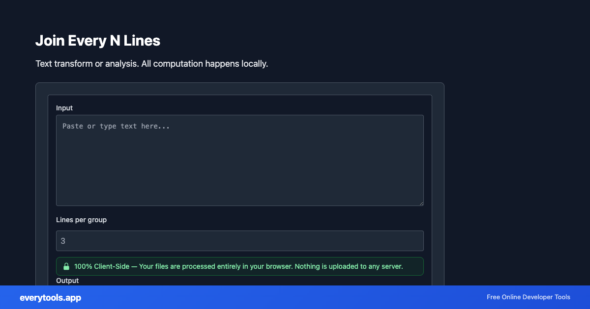 Join Every N Lines – Free Online Tool Screenshot