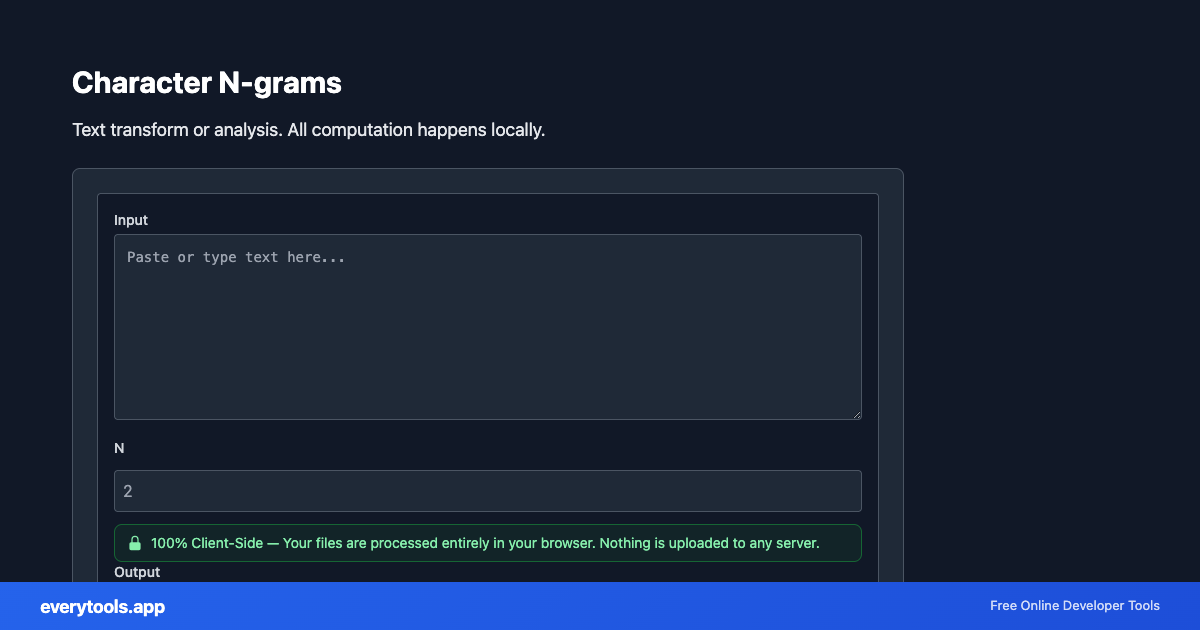 Character N-grams – Free Online Tool Screenshot