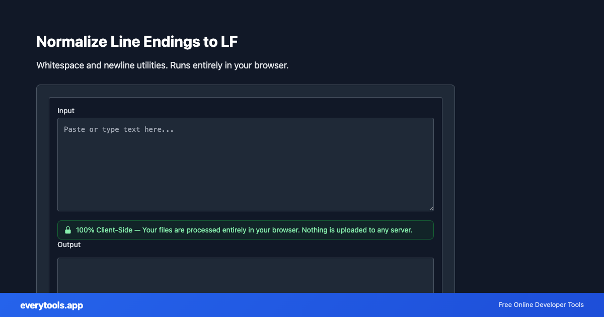 Normalize Line Endings to LF – Free Online Tool Screenshot