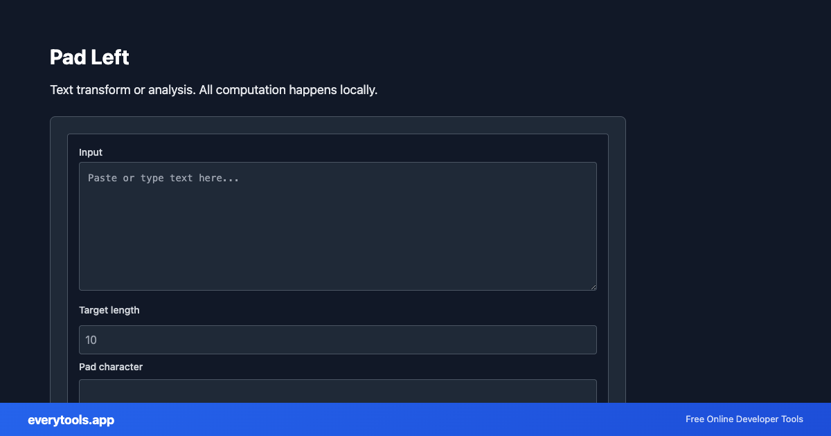 Pad Left – Free Online Tool Screenshot