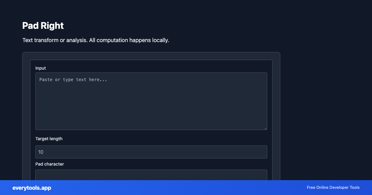 Pad Right – Free Online Tool Screenshot