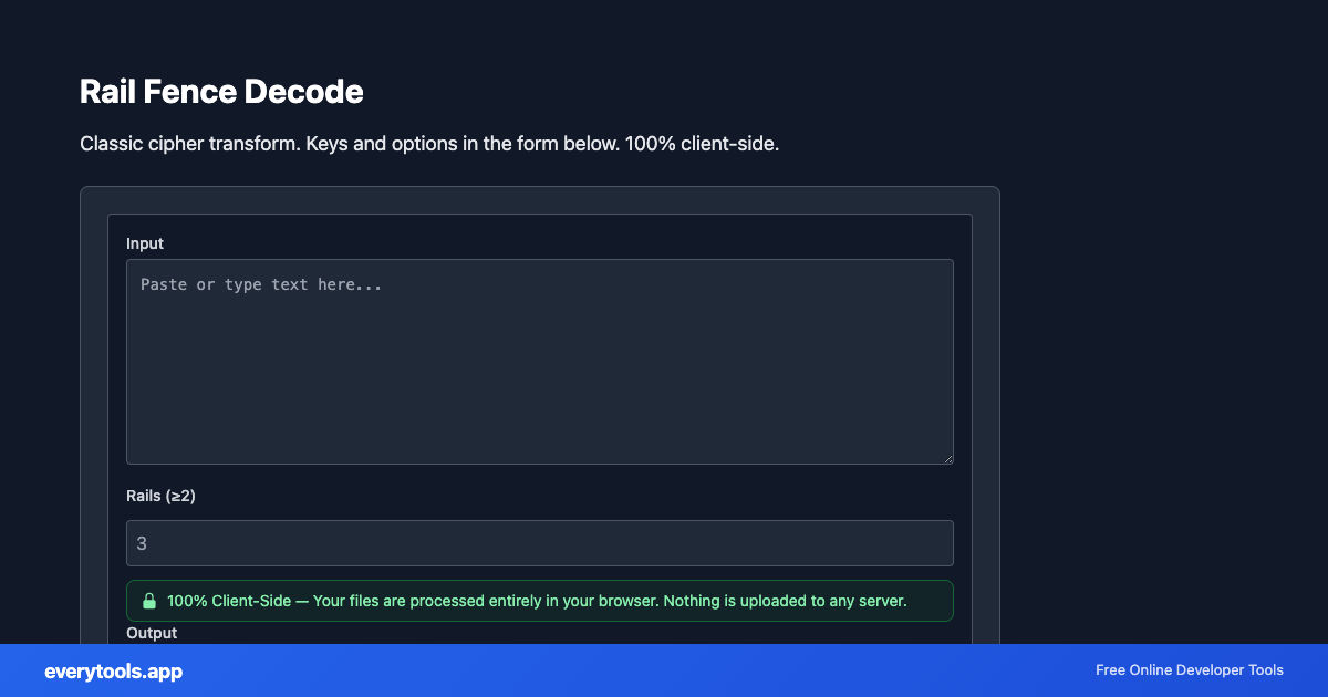 Rail Fence Decode – Free Online Tool Screenshot