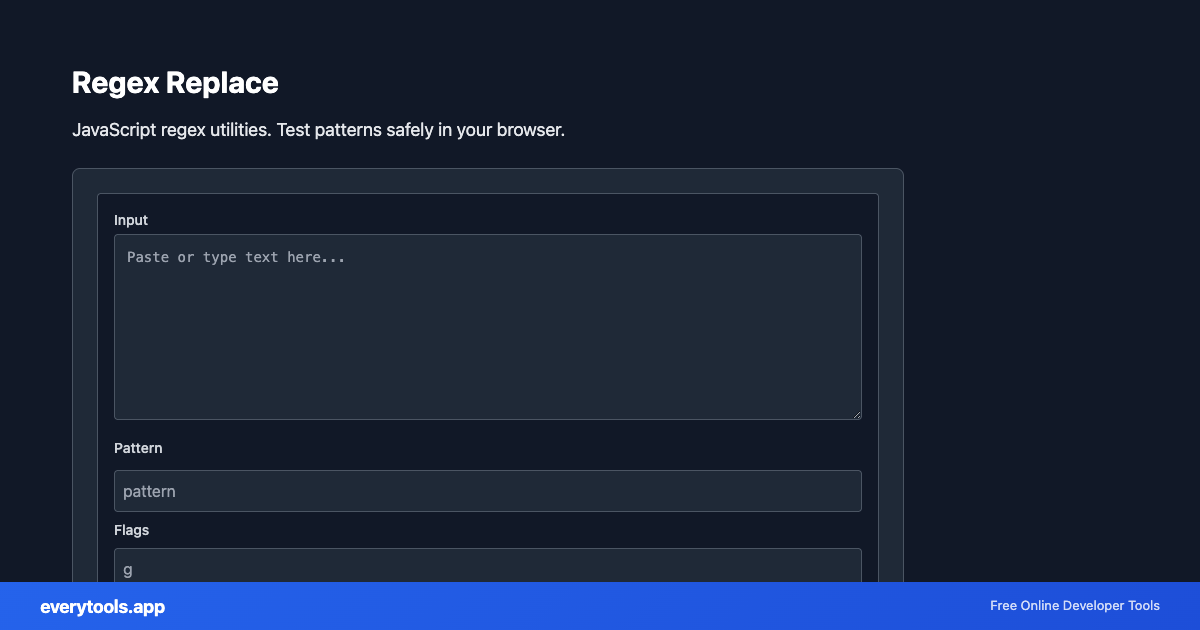Regex Replace – Free Online Tool Screenshot