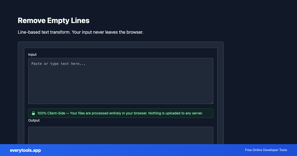 Remove Empty Lines – Free Online Tool Screenshot