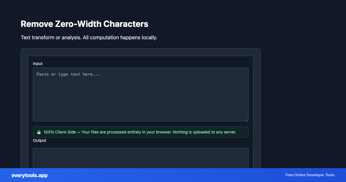 Remove Zero-Width Characters – Free Online Tool Screenshot