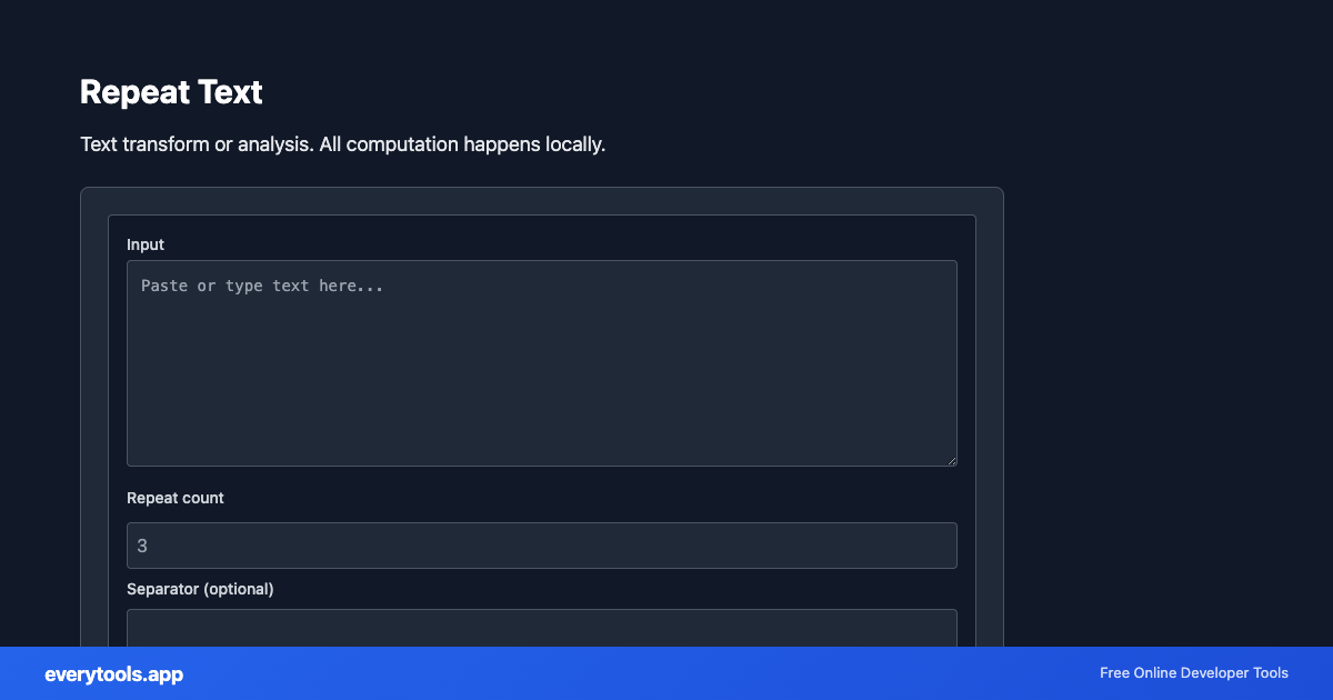 Repeat Text – Free Online Tool Screenshot