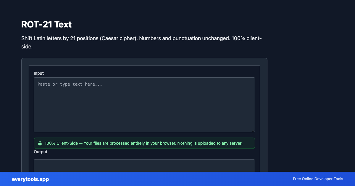 ROT-21 Text – Free Online Tool Screenshot