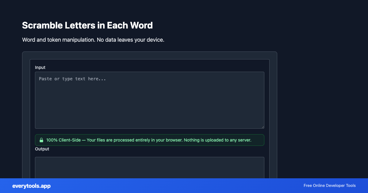Scramble Letters in Each Word – Free Online Tool Screenshot