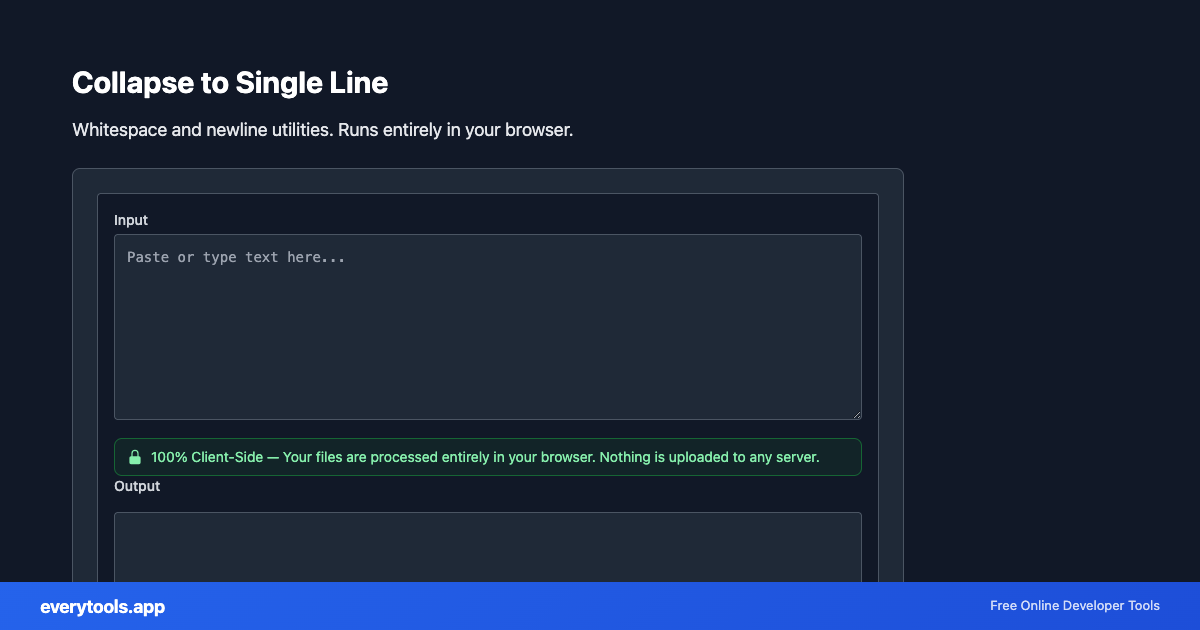 Collapse to Single Line – Free Online Tool Screenshot
