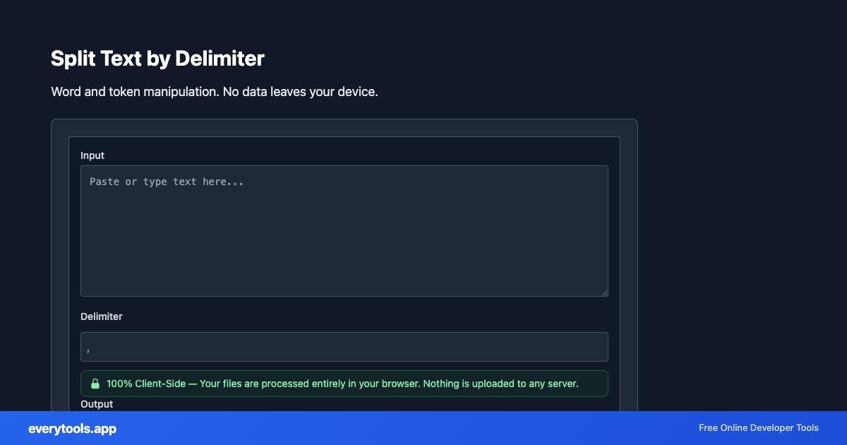 Split Text by Delimiter – Free Online Tool Screenshot
