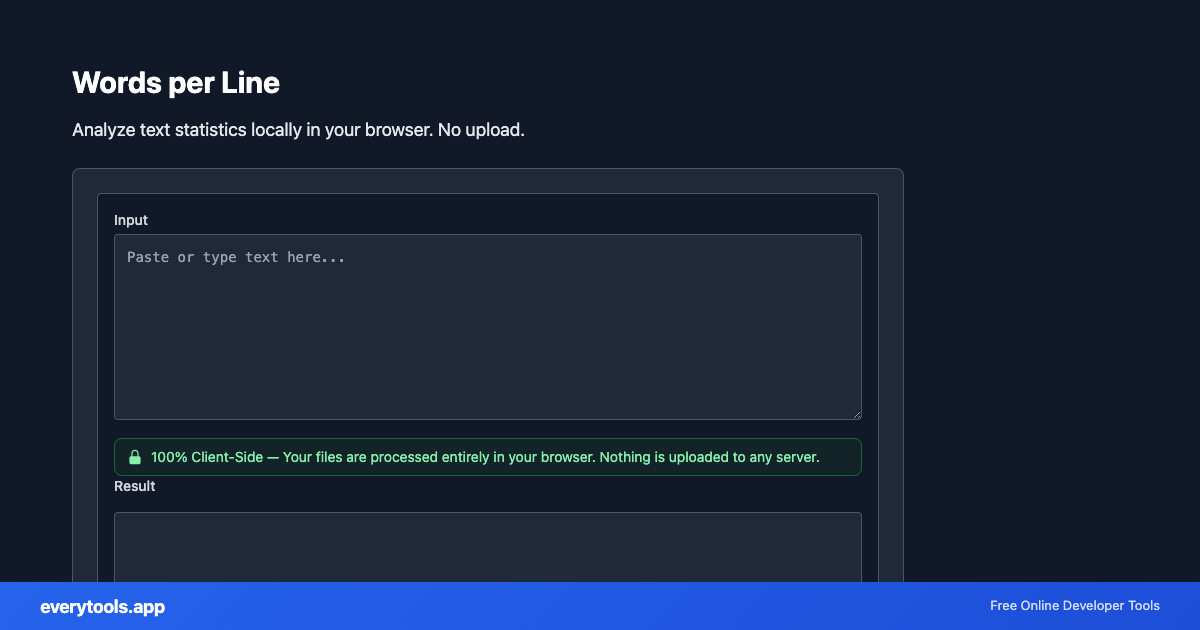 Words per Line – Free Online Tool Screenshot