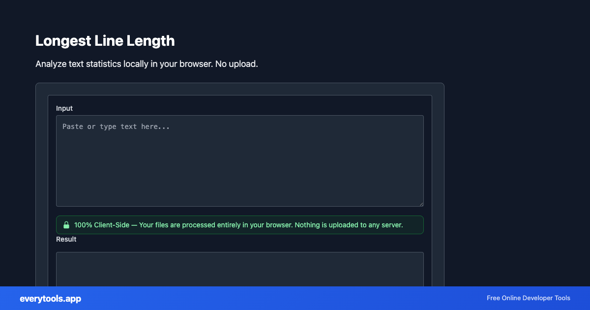 Longest Line Length – Free Online Tool Screenshot