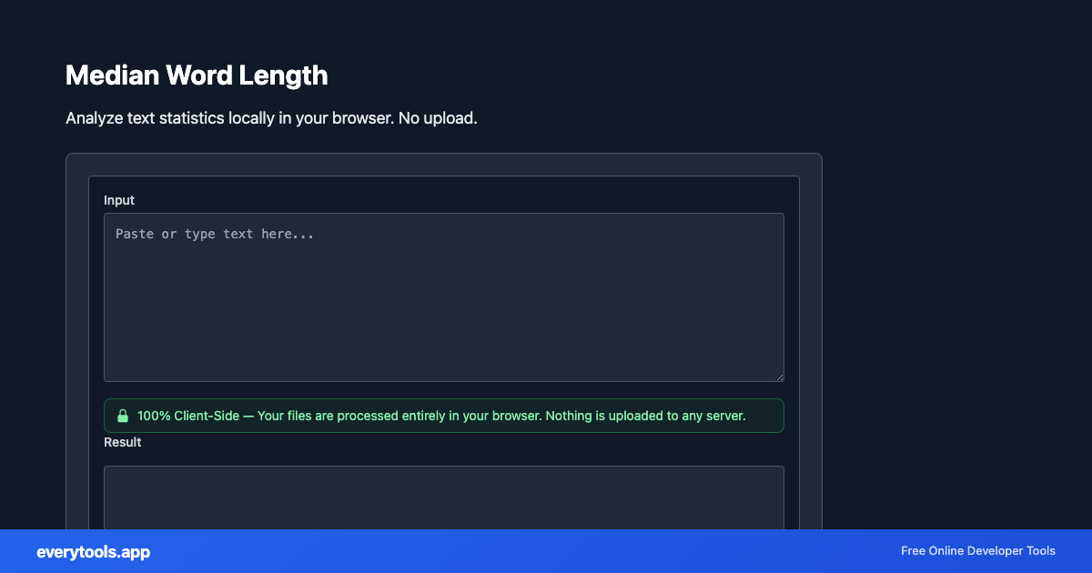 Median Word Length – Free Online Tool Screenshot