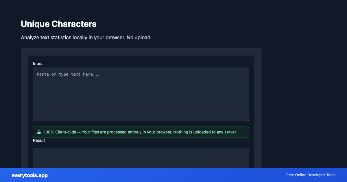 Unique Characters – Free Online Tool Screenshot